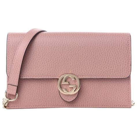 gucci pink smooth calfskin leather interlocking g flap wallet|GG Matelassé chain wallet in light pink leather .